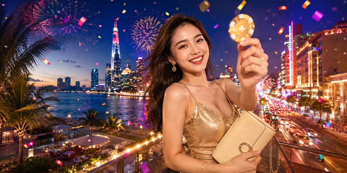 Giao diện ứng dụng casino neon sáng lung linh tại Hồ Chí Minh về đêm