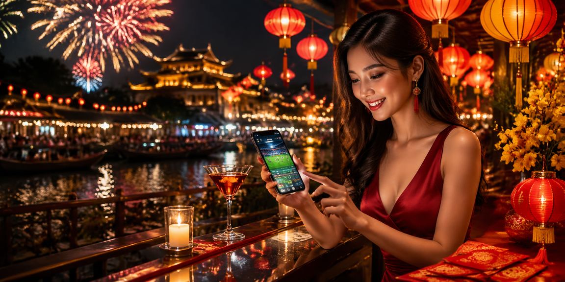 Người dùng tại Huế theo dõi cược thể thao tại chợ đêm sầm uất
